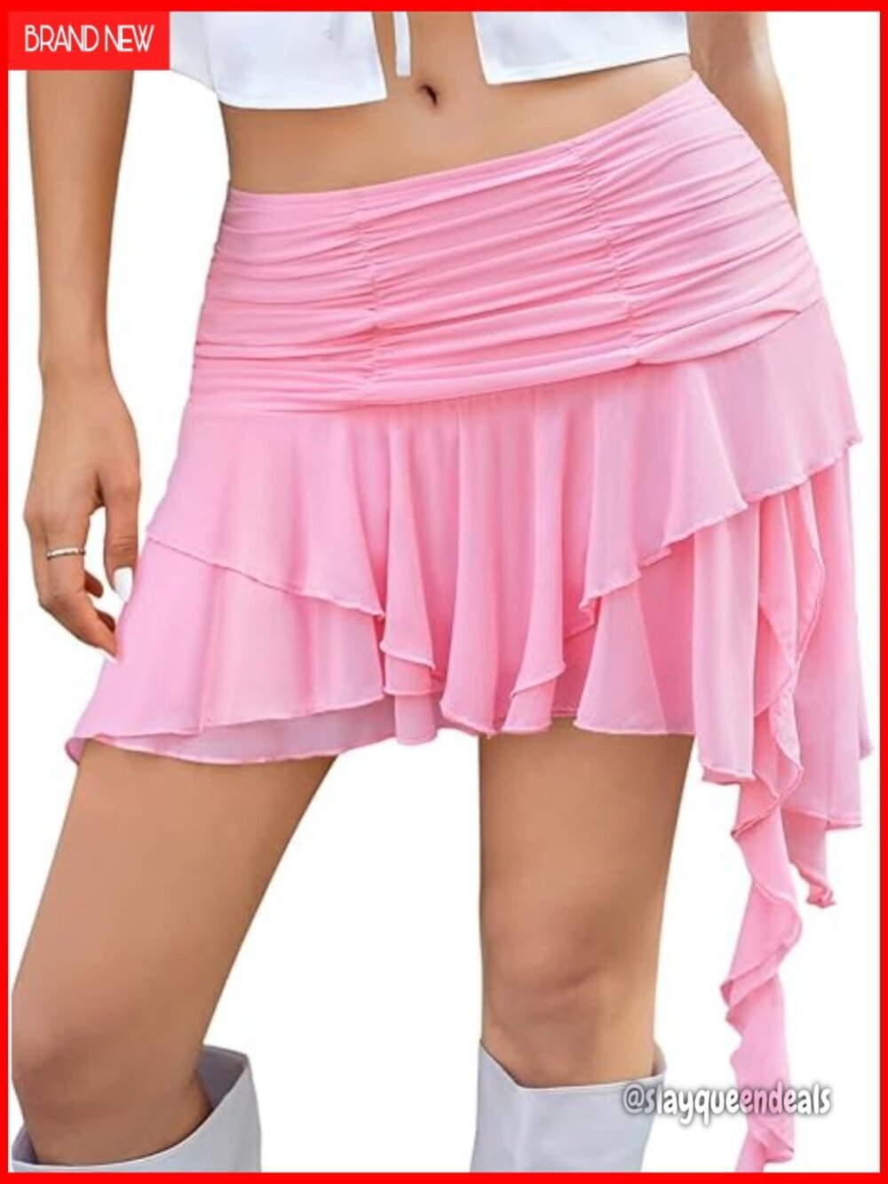 Mesh Mini Skirt Low Rise Asymmetrical Ruffled Y2K Style Flowy